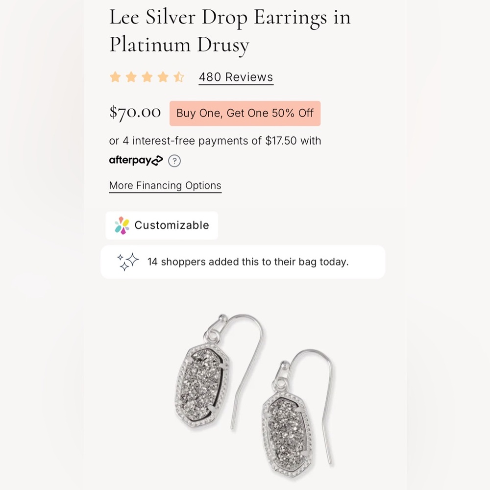 Kendra Scott Lee Drop Earrings in Silver Platinum Drusy